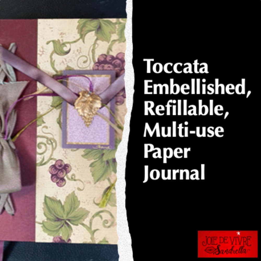Toccata Embellished, Refillable Multi-use Paper Journal with Grape Theme